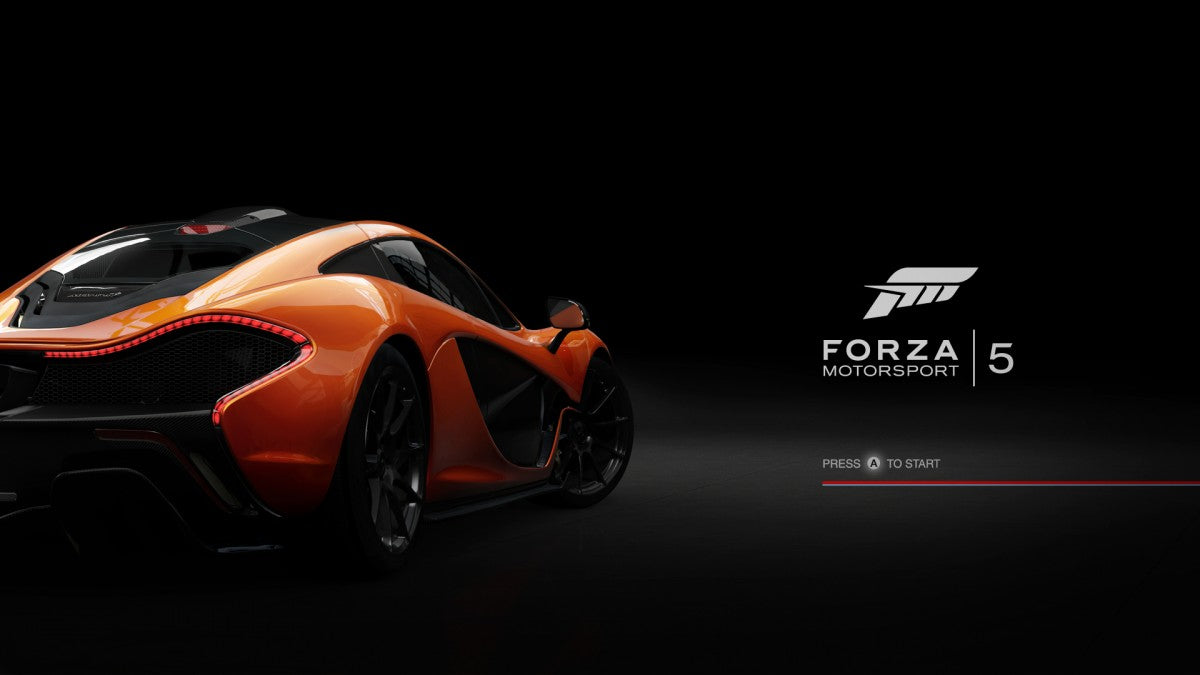 Forza Motorsport 5 start screen for Xbox One (XONE) racing simulation video game