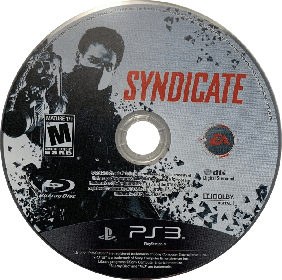 Syndicate disc for PlayStation 3 (PS3) video game