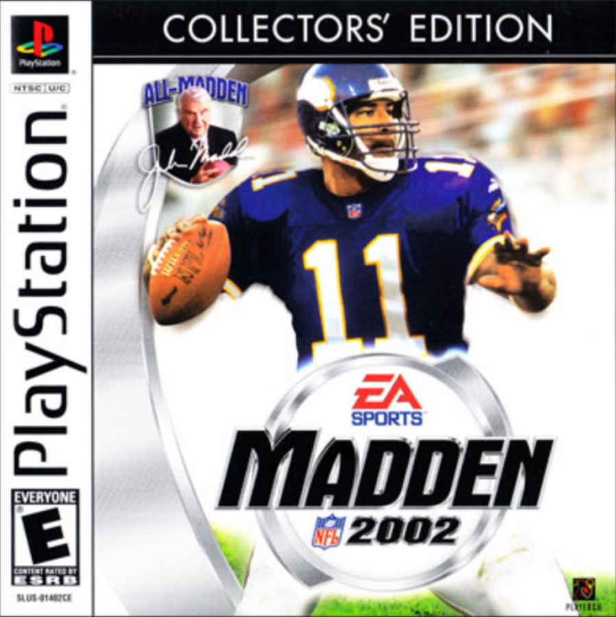 Madden NFL 2002 Collector’s Edition PlayStation 1 PS1 video game, American football sports simulation, classic Madden gameplay, franchise and multiplayer modes front cover