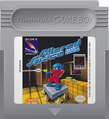Altered Space Nintendo Game Boy GB for sci fi action platformer retro video game fans featuring alien worlds futuristic environments side scrolling gameplay challenging platforming arcade style action exploration intense combat collectible gaming appeal cartridge