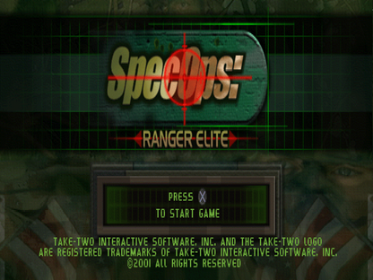 Spec Ops: Ranger Elite home screen for PlayStation 1 (PS1) tactical shooter video game