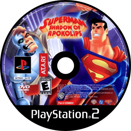 Superman Shadow of Apokolips PS2 PlayStation 2 superhero action adventure game disc