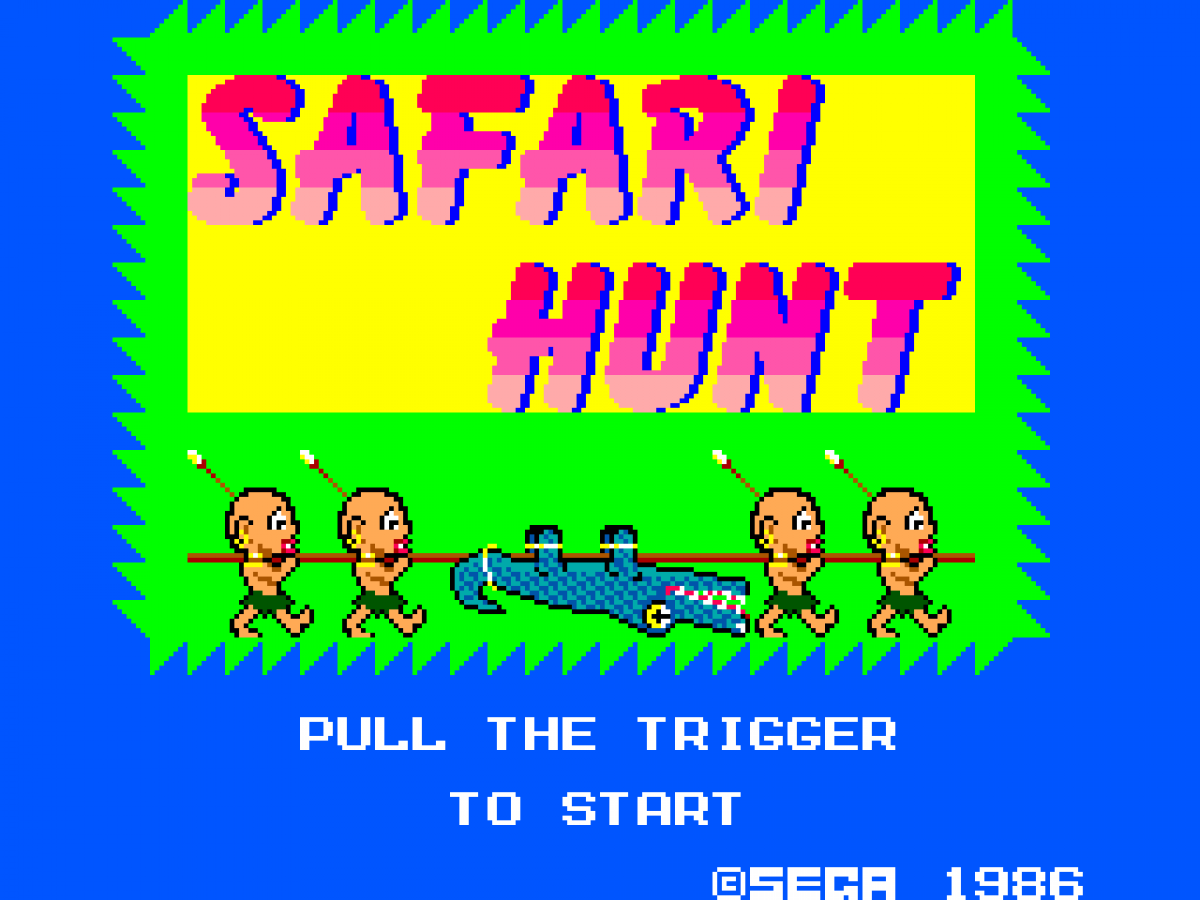 Hang-On and Safari Hunt – Sega Master System (SMS) start screen for motorcycle racing and light gun shooting video game compilation