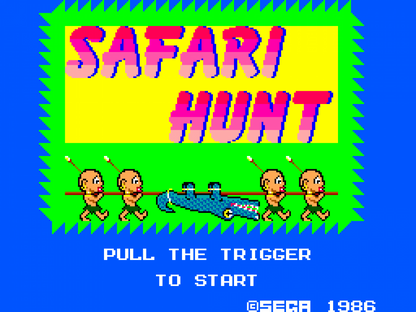 Hang-On and Safari Hunt – Sega Master System (SMS) start screen for motorcycle racing and light gun shooting video game compilation