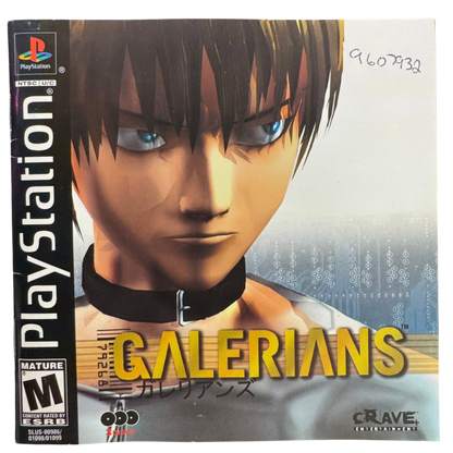 Galerians Complete In Box CIB Sony PlayStation PS1 video game featuring survival horror action gameplay psychic abilities Rion character exploration dark environments enemy encounters puzzle solving story driven adventure and classic 32 bit PlayStation gameplay retro video game collection collectible gaming appeal manual