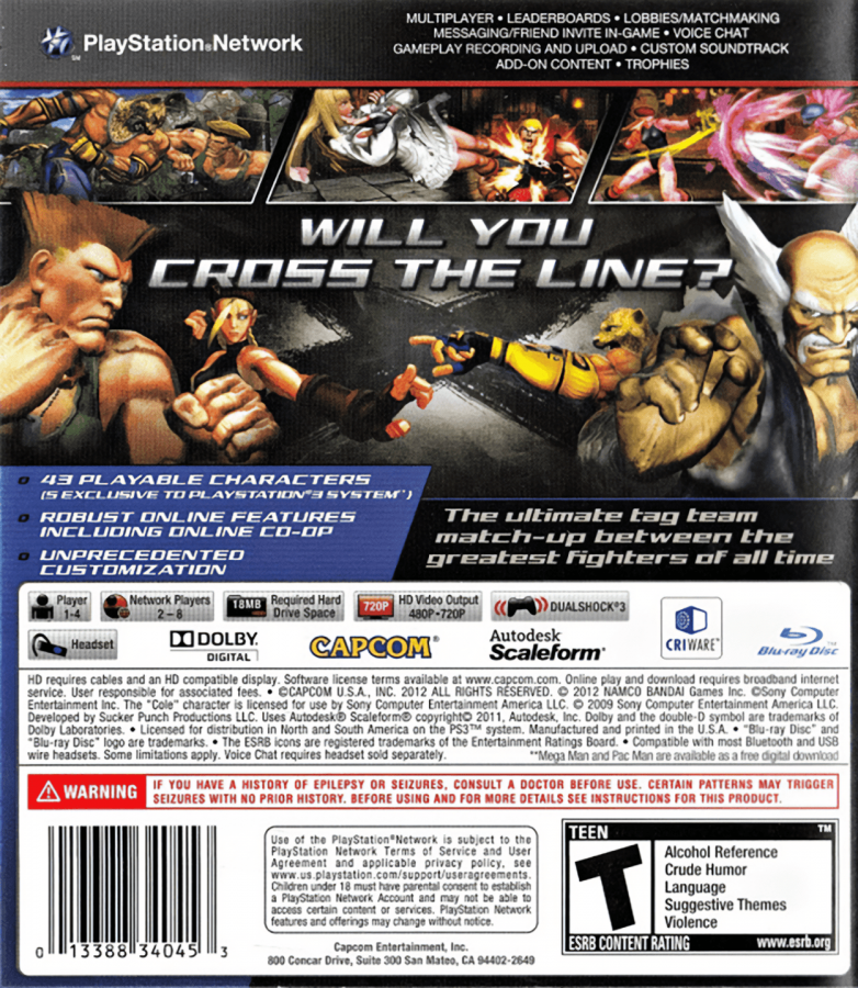Street Fighter X Tekken [Special Edition] back cover art for PlayStation 3 (PS3) video game
