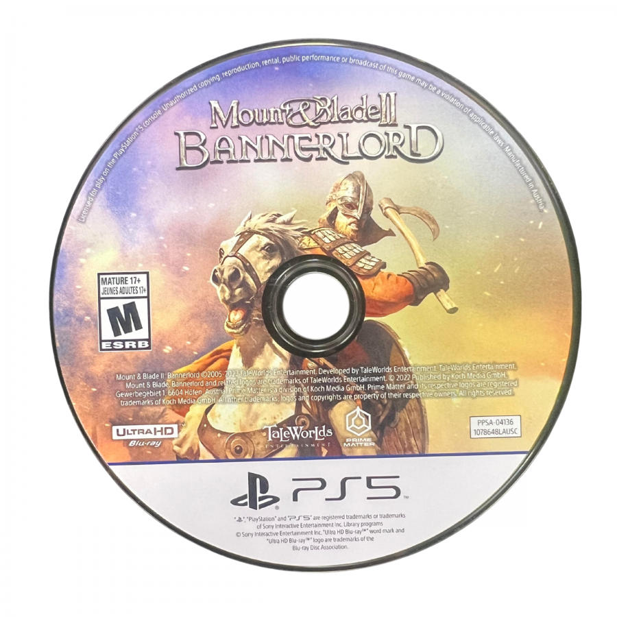Mount & Blade II Bannerlord PlayStation 5 PS5 for action role playing strategy video game fans featuring massive medieval battles open world exploration army management kingdom building character progression diplomacy mounted combat siege warfare faction politics and immersive medieval sandbox gameplay collectible gaming appeal disc