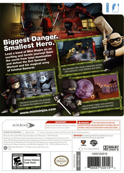 Mini Ninjas – Nintendo Wii (Wii) action-adventure stealth platformer video game back of case