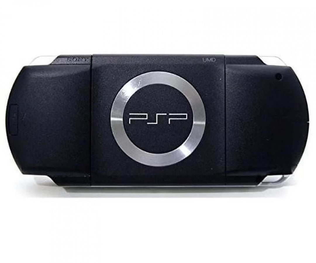 PSP 1000 console Sony PlayStation Portable handheld gaming system original PSP model widescreen LCD UMD disc media portable gaming device multimedia playback Sony PSP-1000 retro handheld console video game system back  