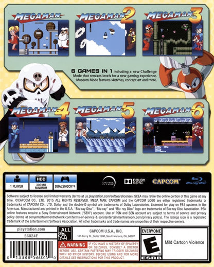 Mega Man Legacy Collection – PlayStation 4 (PS4) video game back of case, action platformer game