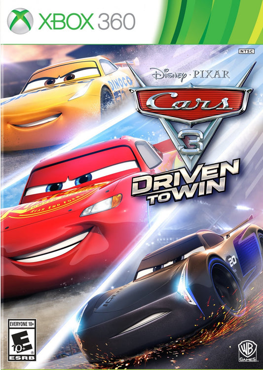 Cars 3: Driven to Win for Xbox 360 Disney Pixar racing game featuring Lightning McQueen arcade kart style racing multiplayer cups challenges family friendly gameplay cover art