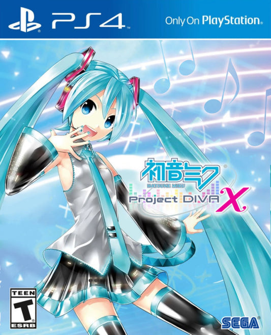 Hatsune Miku Project DIVA X for PS4 featuring rhythm gameplay with virtual idol performances and anime style visuals cover art