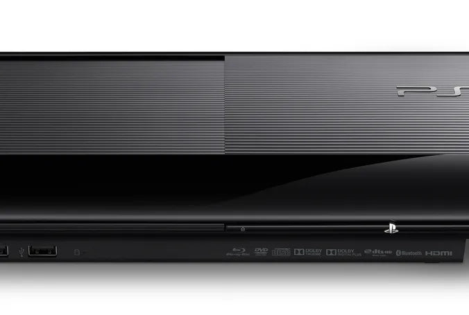 PlayStation 3 Super Slim 500GB Console Sony PS3 Super Slim home video game console with 500GB storage sliding disc cover Blu ray gaming system HDMI output wireless controller support