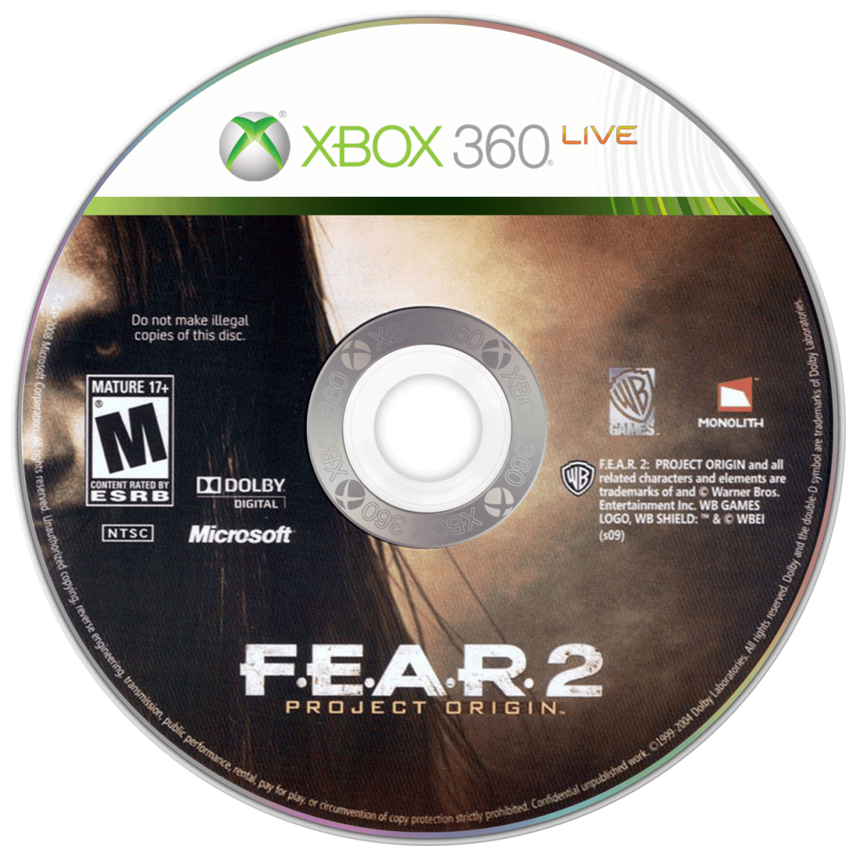 F E A R 2 Project Origin for Xbox 360 first person shooter survival horror video game featuring intense supernatural combat psychological terror cinematic storytelling and dark atmospheric gameplay experience disc