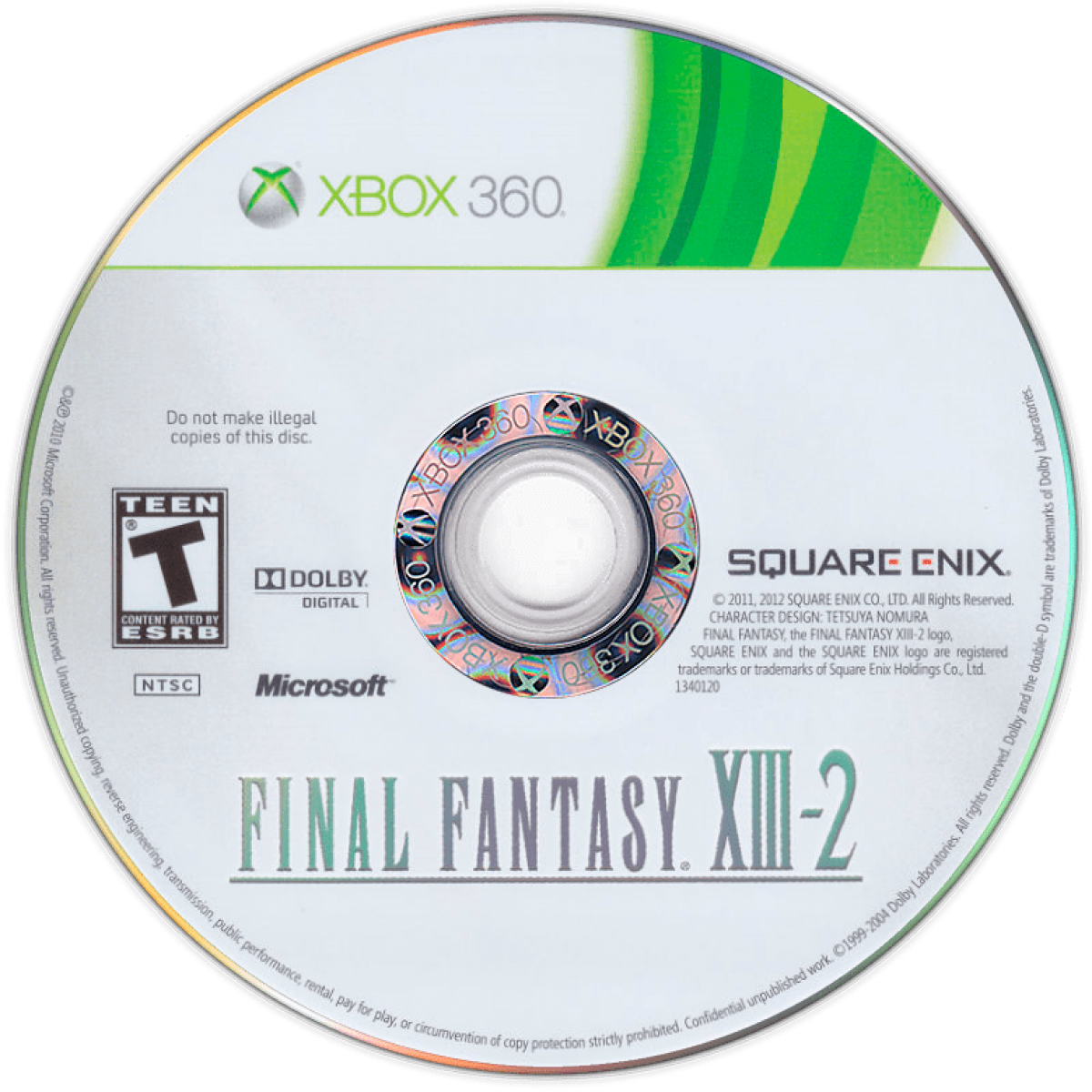 Final Fantasy XIII-2 disc for Xbox 360 (X360) role-playing video game