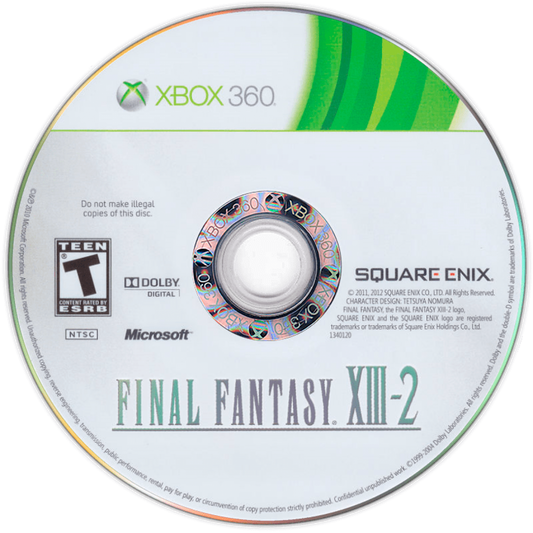 Final Fantasy XIII-2 disc for Xbox 360 (X360) role-playing video game