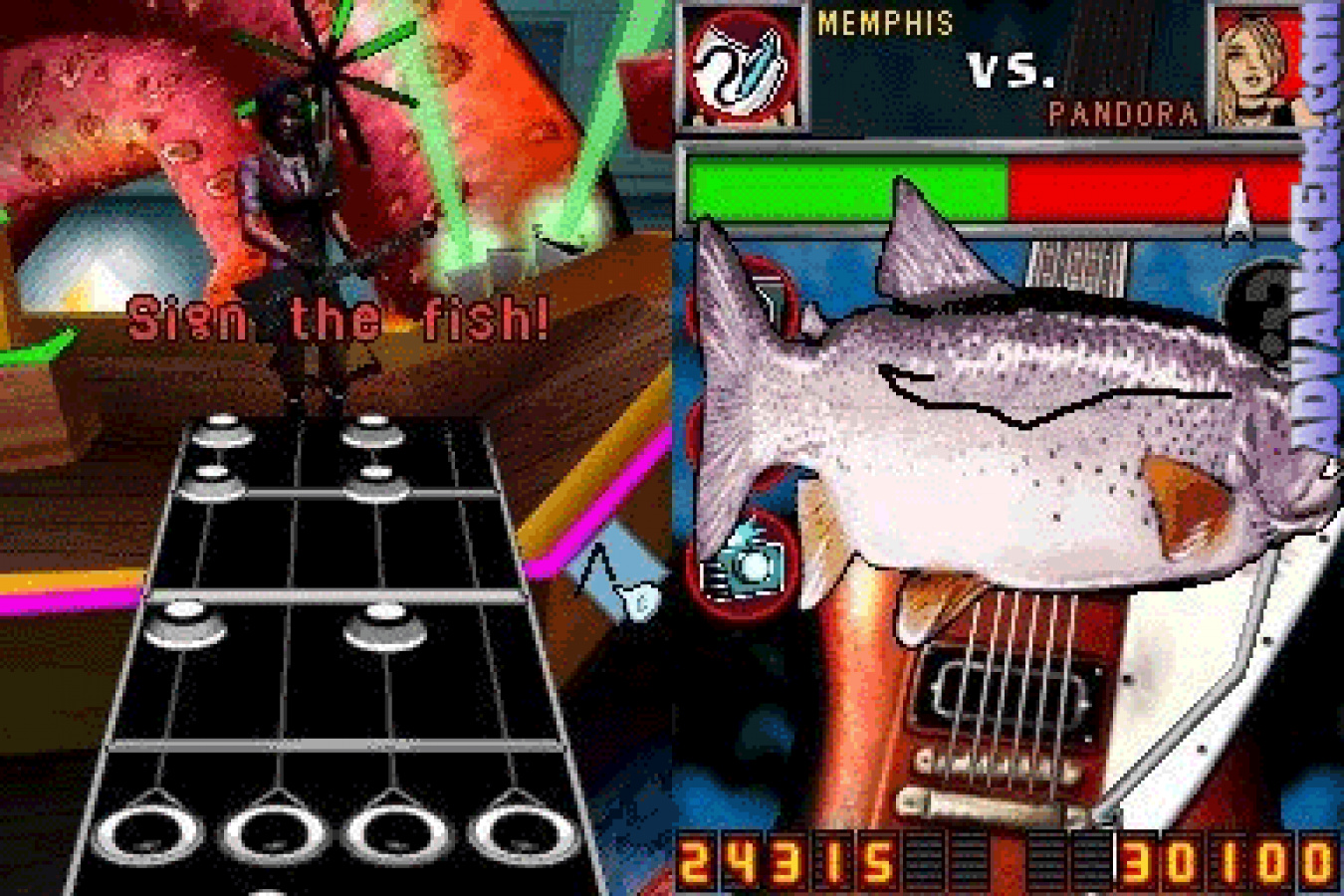 Guitar Hero: On Tour gameplay for Nintendo DS (DS) music rhythm video game