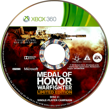 Medal of Honor: Warfighter Limited Edition for Xbox 360 with modern military action theme disc 2