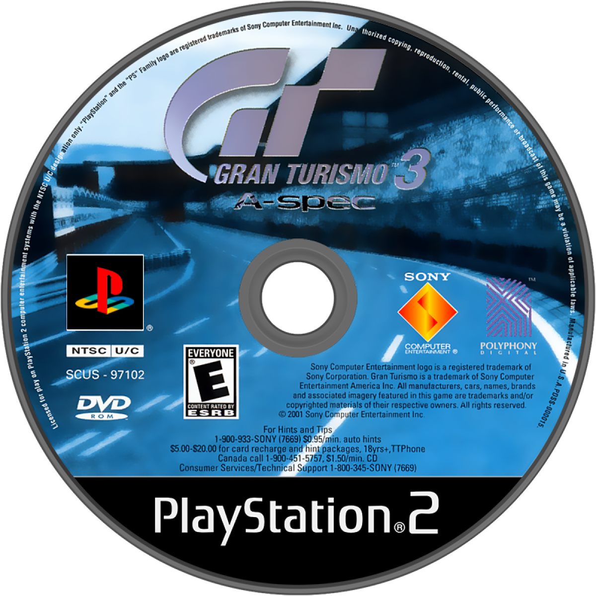 Gran Turismo 3 A Spec PS2 Sony PlayStation 2 racing simulation game car racing simulator driving realism motorsport Gran Turismo series Polyphony Digital classic racing game retro PlayStation 2 software driving game title disc