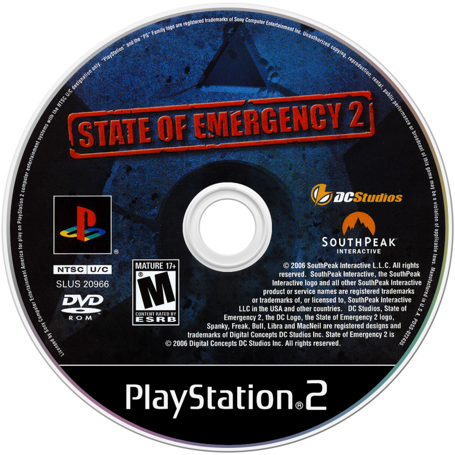 State of Emergency 2 PlayStation 2 PS2 for retro video game enthusiasts featuring action shooter gameplay third person combat urban crime missions intense firefights story driven objectives explosive action environments and collectible gaming appeal disc