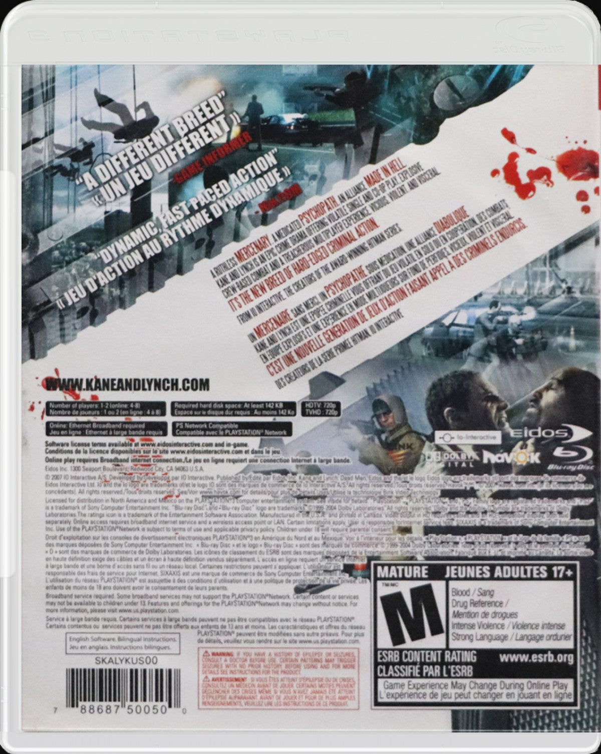 Kane & Lynch Dead Men PlayStation 3 third-person shooter crime thriller video game co-op gameplay and intense heist narrative back cover