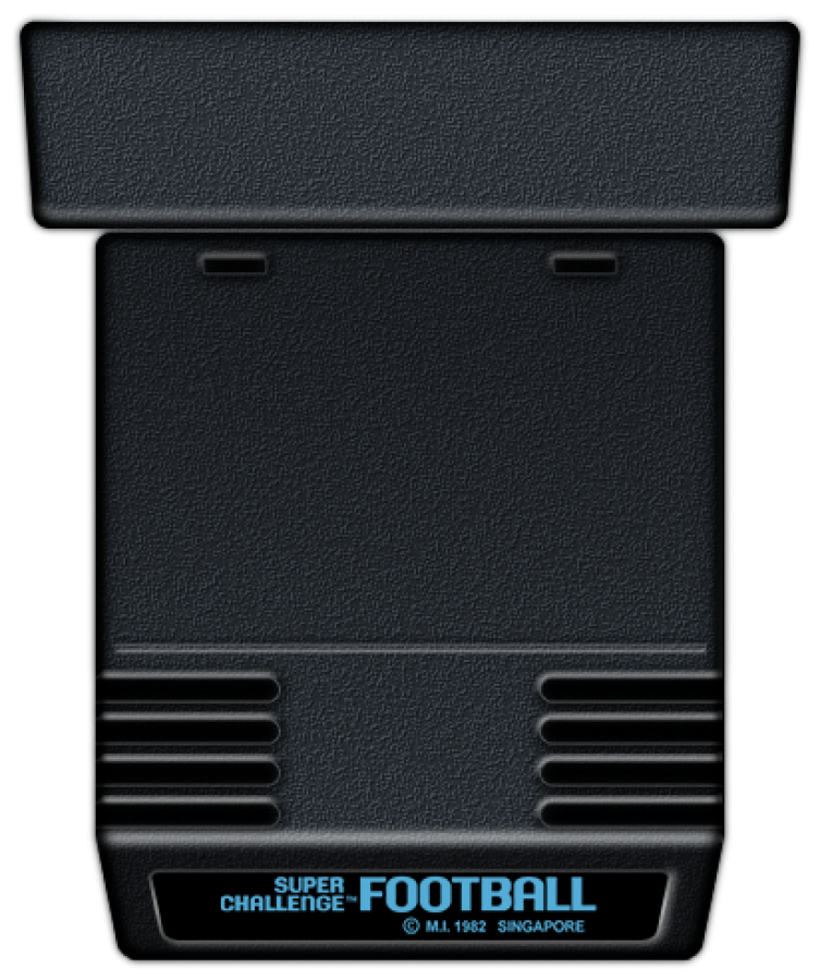 Super Challenge Football Atari inspired design featuring classic football sports gameplay aesthetic vintage gridiron action pixel graphics competitive head to head matches retro score chasing excitement early home console gaming nostalgia Atari presentation cartridge