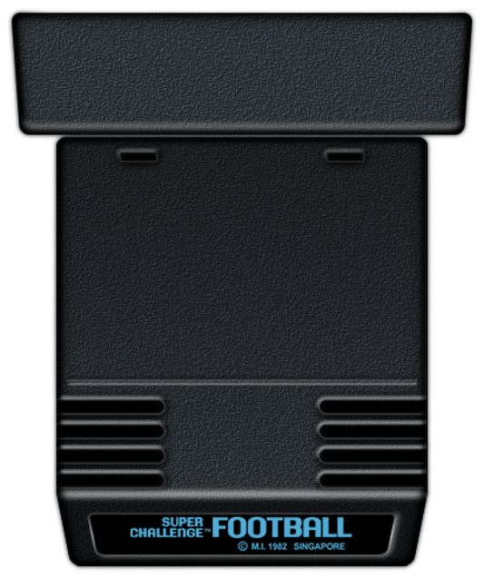 Super Challenge Football Atari inspired design featuring classic football sports gameplay aesthetic vintage gridiron action pixel graphics competitive head to head matches retro score chasing excitement early home console gaming nostalgia Atari presentation cartridge