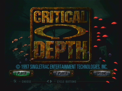 Critical Depth retro underwater vehicular combat action game for PlayStation 1 (PS1) title screen
