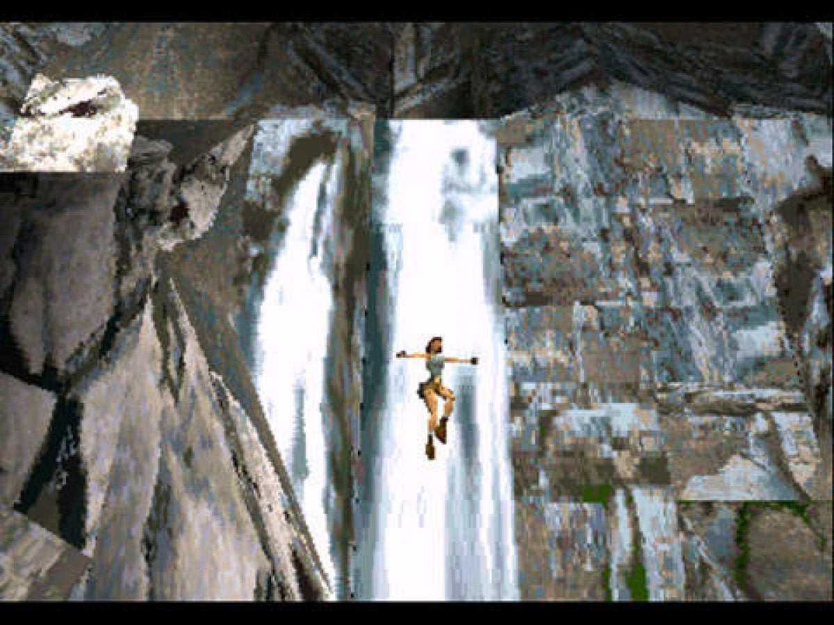 Tomb Raider gameplay for PlayStation 1 PS1 video game, action adventure, exploration and puzzle solving, classic Lara Croft debut title