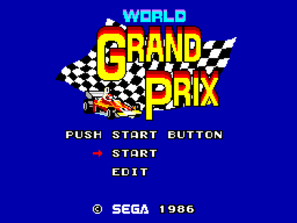 World Grand Prix Sega Master System retro video game racing title screen (1986)