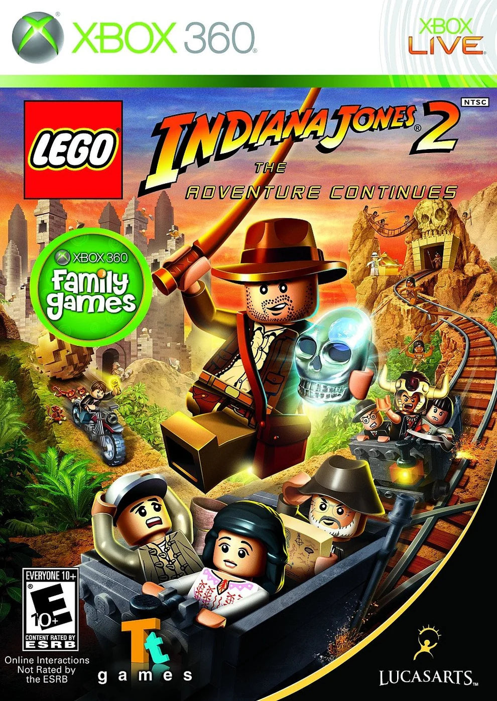 LEGO Indiana Jones 2: The Adventure Continues cover art for Xbox 360 (X360) action-adventure video game