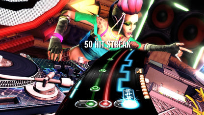 DJ Hero retro Xbox 360 video game featuring music rhythm gameplay, DJ mixing action, multiplayer party challenges and classic Xbox 360 entertainment - gameplay