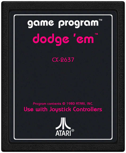 Dodge Em text label cartridge for Atari 2600 video game