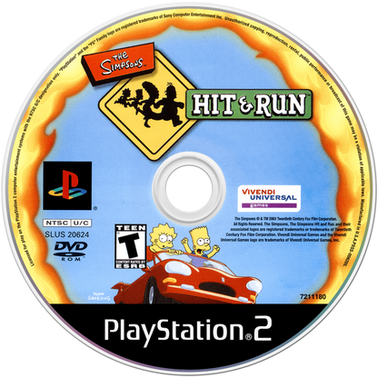 The Simpsons: Hit and Run disc art for Playstation 2 (PS2) video game