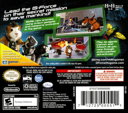 Disney G-Force back of case for Nintendo DS (DS) action adventure video game