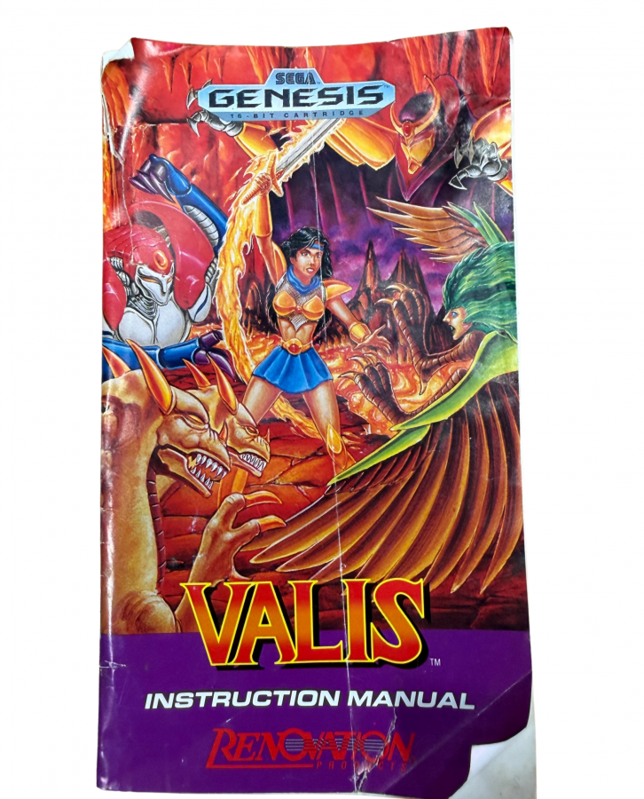 Valis The Fantasm Soldier Sega Genesis GEN for retro video game enthusiasts featuring side scrolling action platforming gameplay anime inspired fantasy adventure sword combat magical abilities challenging enemies colorful stages and collectible gaming appeal front of manual
