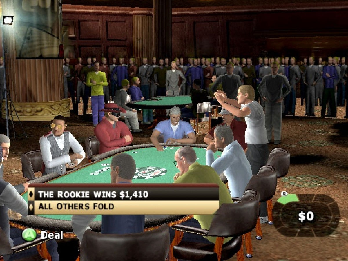 World Series of Poker for Xbox featuring realistic Texas Hold’em poker gameplay official WSOP branding authentic tournament structures professional player likenesses casino environments and multiplayer modes for competitive card gaming enthusiasts gameplay 