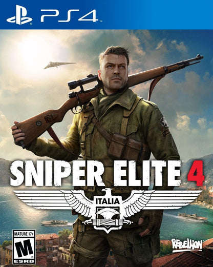 Sniper Elite 4 PlayStation 4 PS4 for retro video game enthusiasts featuring tactical stealth shooter gameplay long range sniper combat World War II missions realistic ballistics mechanics stealth infiltration objectives and cinematic slow motion kill cam action and collectible gaming appeal cover art