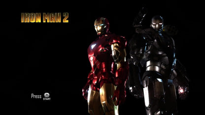 Iron Man 2 start screen for Xbox 360 (X360) action-adventure superhero video game