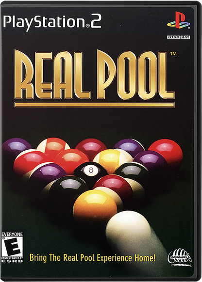 Real Pool – PlayStation 2 (PS2) video game cover image, cue sports simulation game.