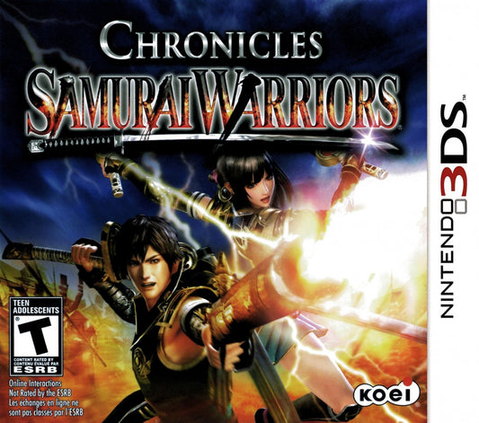 Samurai Warriors Chronicles Nintendo 3DS game featuring hack and slash action gameplay with historical samurai battles, character customization, and strategic missions in a 3D handheld environment cover