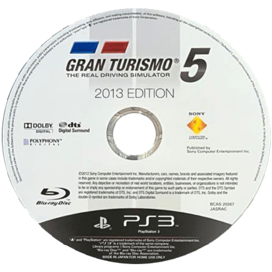 Gran Turismo 5 disc for PlayStation 3 (PS3) video game