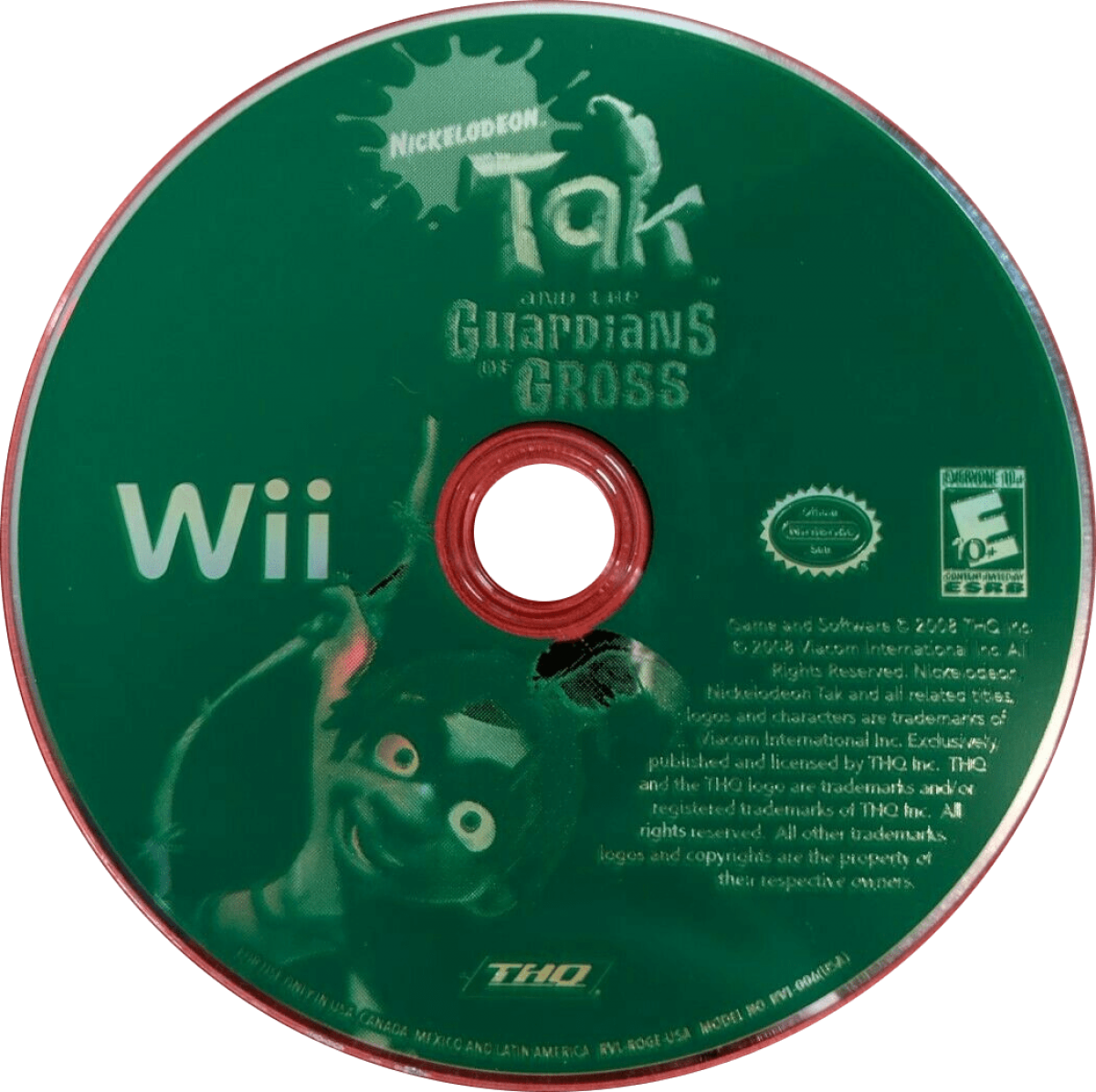 Tak and the Guardians of Gross game for the Nintendo Wii featuring action adventure gameplay with motion controls puzzle solving platforming elements and humorous story driven missions as Tak battles gross themed enemies and saves the jungle disc