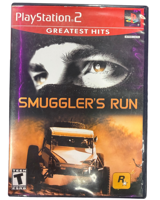Smuggler's Run Greatest Hits edition for PlayStation 2 off road driving action game featuring open desert environments mission based gameplay vehicle chases arcade style racing cover