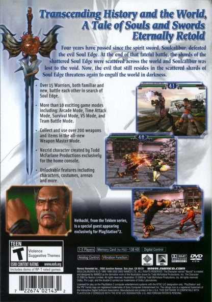 SoulCalibur II PlayStation 2 retro video game fighting game back of case (2003)