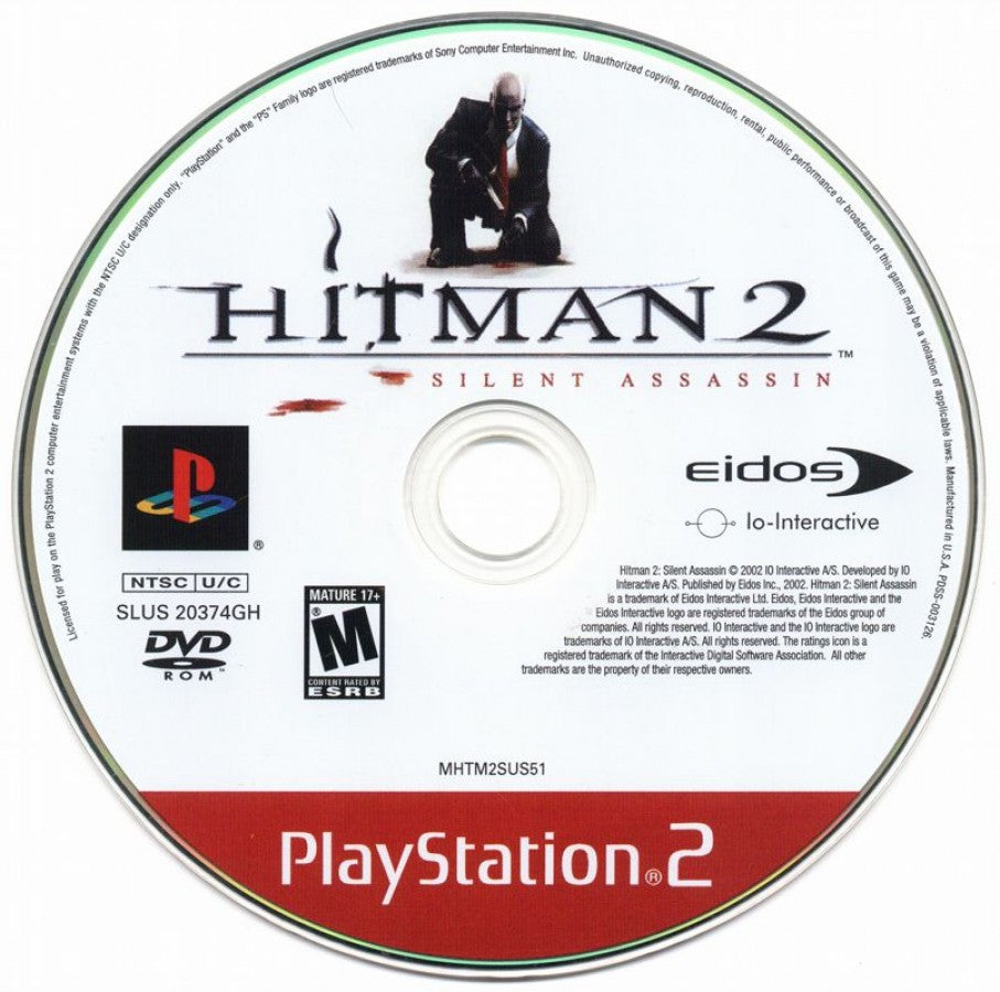 Hitman 2: Silent Assassin disc art for Playstation 2 (PS2) video game