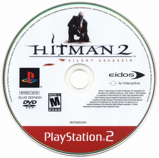 Hitman 2: Silent Assassin disc art for Playstation 2 (PS2) video game