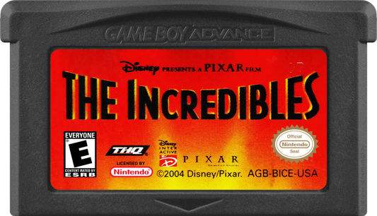 Disney Pixar The Incredibles cartridge art for Game Boy Advance (GBA) video game 