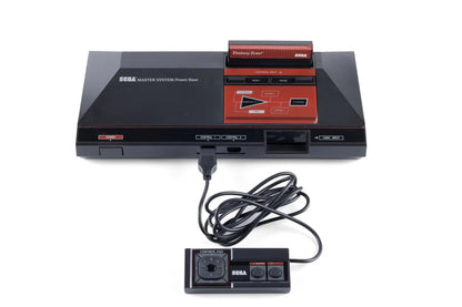 Sega Master System console inspired design featuring classic 8 bit gaming hardware aesthetic vintage Sega home entertainment system iconic cartridge based gameplay retro gaming history nostalgic console presentation console game controller