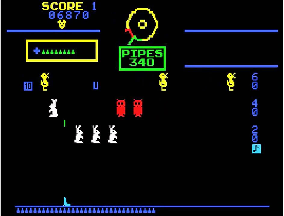 Carnival for ColecoVision, gameplay for an arcade shooter video game with carnival-themed target shooting, retro action gameplay, score-chasing challenges, and classic fast-paced fun